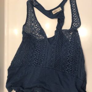 Navy Lace-Front Hollister Tank Top